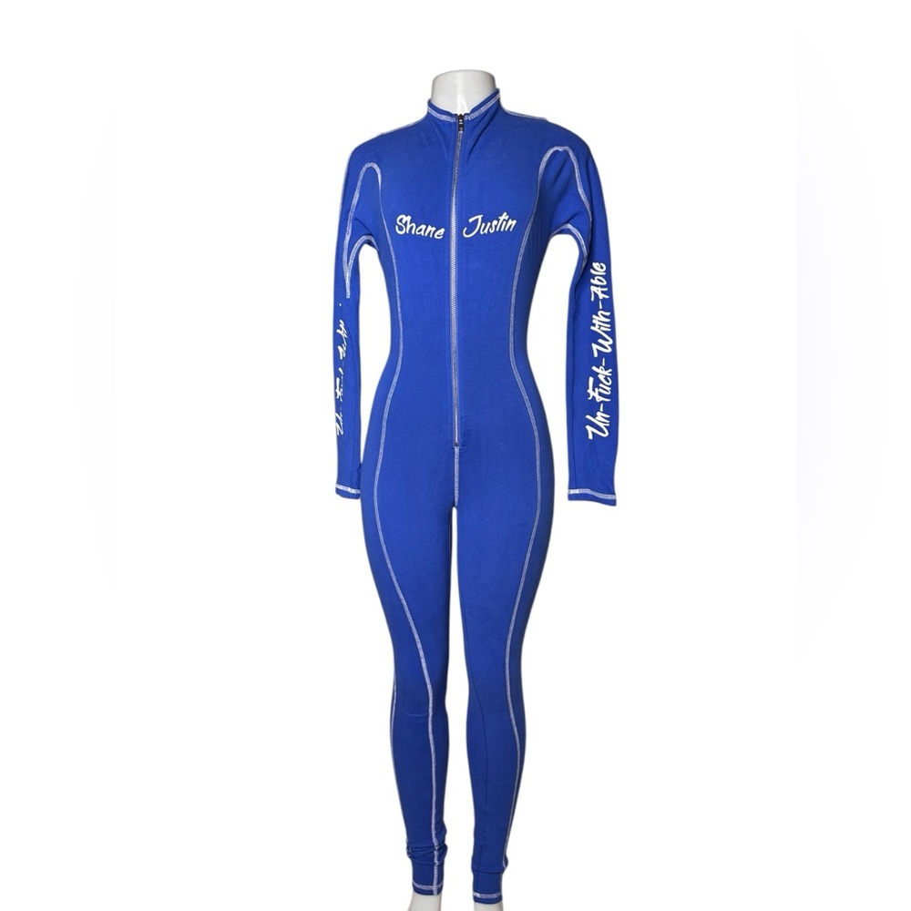 Shane Justin “Unfk With Able” Blue Zip-Up Jumpsuit - Size M - NWT
